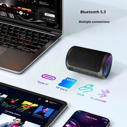 Portable Mini Bluetooth Speaker with RGB Lights Loud Sound & Deep Bass
