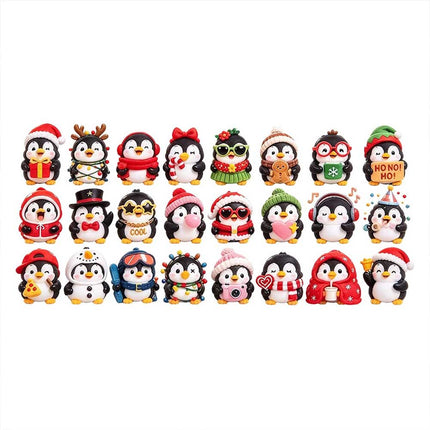 Christmas Countdown 3D Penguin Animal Figures Decor 24 Days