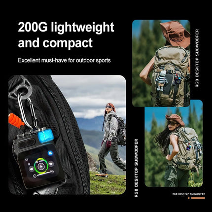 Outdoor Mini Bluetooth Speaker with Alarm Clock & RGB Ambient Lamp Display