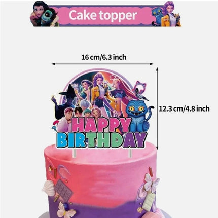 KPop Demon Hunters Party Supplies – Banner, Balloons, Cake Toppers