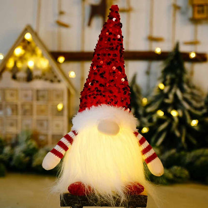 3Pack Christmas Gnome Santa Light with Bling Hat Party Table Decor