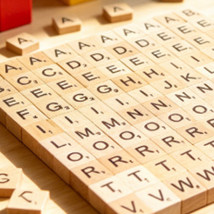 100 Wooden Tiles Black Letters & Numbers for Crafts