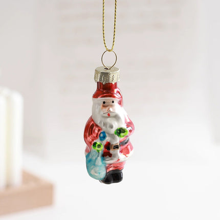 Set of 6 Retro Glass Christmas Tree Hanging Nostalgic Decorations