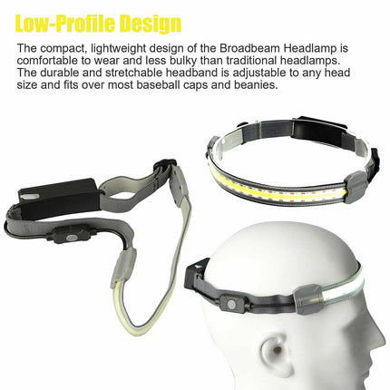 COB LED Headlamp Flashlight Work Light Bar Head Band Lamp USB Charging