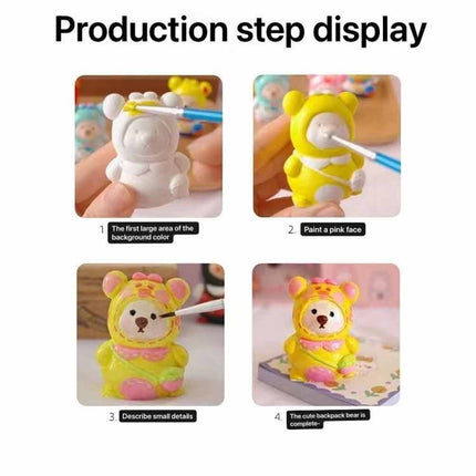 10-Pack Paint Your Own Bear Decorations Arts & Crafts DIY Kit for Kids Family