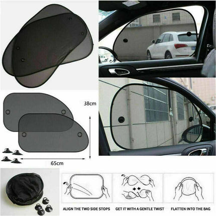 2Pcs Car Sun Shade Mesh – Max UV Block for Front/Rear Window & Kids