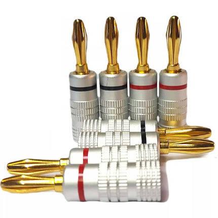 8Pcs 24K Gold Plated Banana Plugs HiFi Pro Quality Red & Black