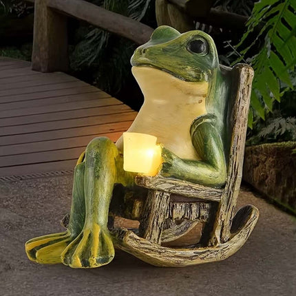 Solar Powered Mini Frog LED Garden Statue for Indoor & Outdoor Decor