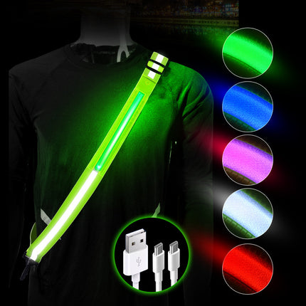 Flashing LED Reflective Safety Sash Belt for Night Walking Gear