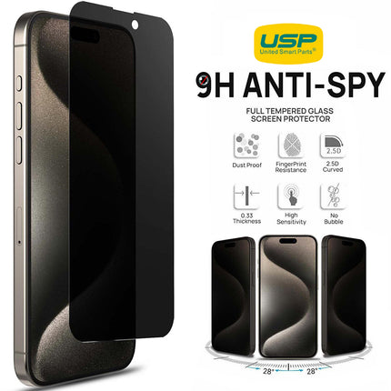 Privacy Tempered Glass Screen Protector for iPhone 16/15/14/13/12/11 Pro Max/XR