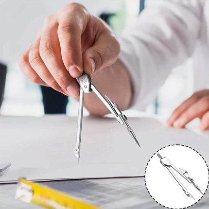 Premium Metal Drafting Compass Reusable Geometry Tool with Refillable Leads