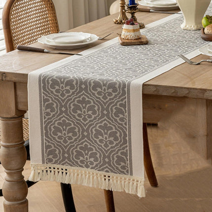 Jacquard Tassel Table Runner for Counter & Table Decor
