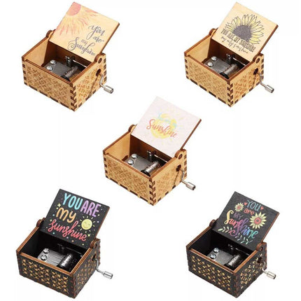 Hand-Cranked You Are My Sunshine Music Box – Black Engraved Musical Gift