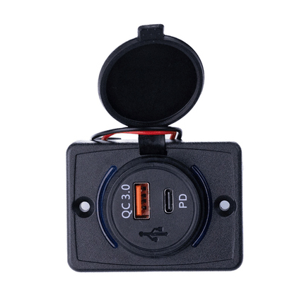 Flush Mount USB-C Charger for RV - 12V/24V PD QC Fast Wall Outlet for Caravan, Marine Boat
