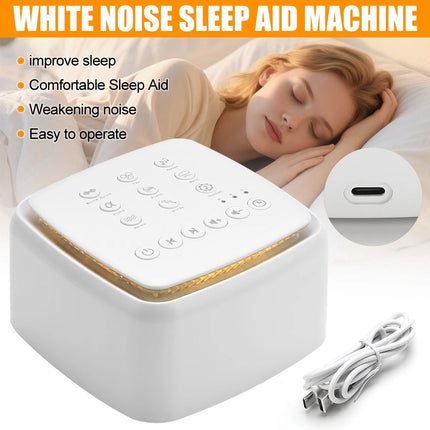 30-Sound White Noise Machine with Timer & Natural Rain Therapy for Sleep Aid