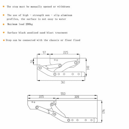 Retractable Aluminum RV Step with Integrated LED Light - Pull-Out Folding Design for Caravans, Campers & Trailers