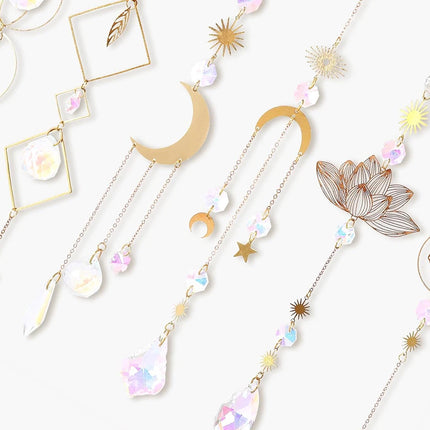 6PCS Lotus Crystal Suncatcher Prism Window Hanging for Witchy Decor