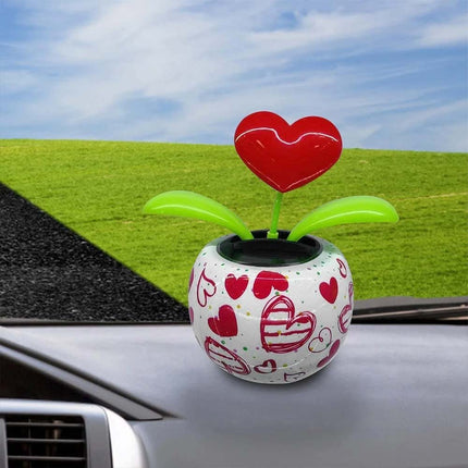 Solar Dancing Flower Figurine, Red Light-Up Car Dashboard Toy