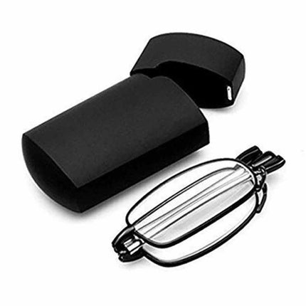 Compact Folding Reading Glasses Black Frame +1.5/+2.0 Men with Case
