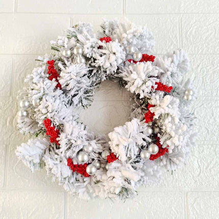 Christmas Snowy Red Berry Wreath Candle Ring Table Centrepiece