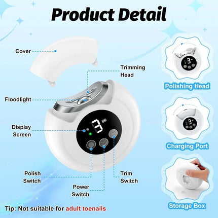 Rechargeable Electric Nail Clipper & File Safe Automatic Trimmer Cutter