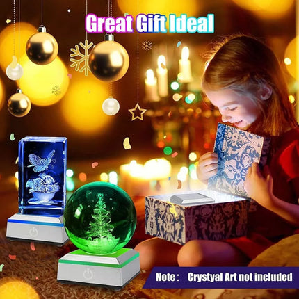 Square/Round 3D LED Light Base Stand for Crystal Art Glass Display
