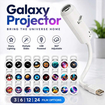 5D Galaxy Projector 24-in-1 USB Starry Sky Night Light 24 Films 360°
