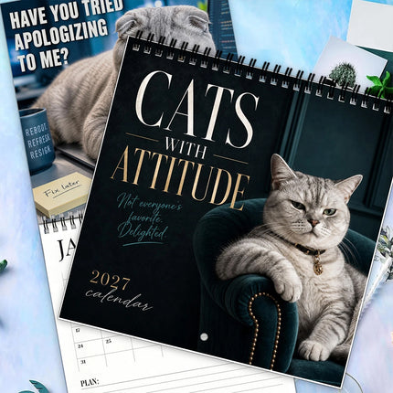 Cats With Attitude 2027 Wall Calendar Funny Cat Lover Gift