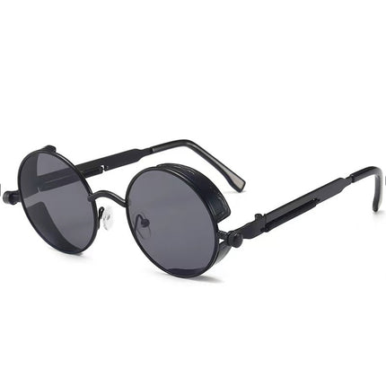 Retro Round Metal Frame Steampunk Sunglasses for Men Women