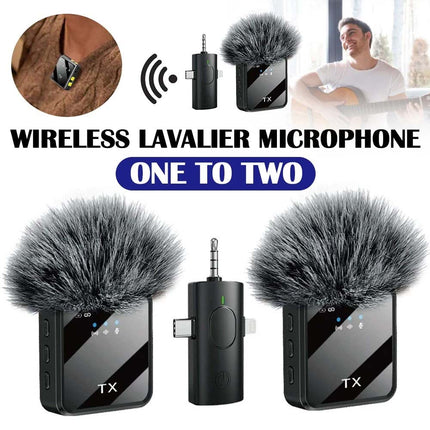 Dual Wireless Lavalier Microphone Plug-Play Lapel Mic for Phone Recording Vlogging