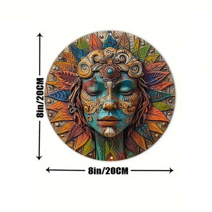 Circular Wooden Wall Art, Boho Garden Decor, Witchy Wall Hanging 20cm