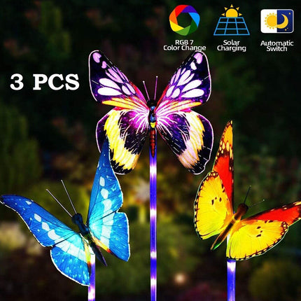 3PCS Solar Butterfly LED Stake Light – Waterproof for Garden & Lawn