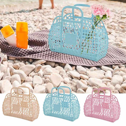 Reusable Jelly Tote Beach Bag Gift Basket for Girls Bright Purse