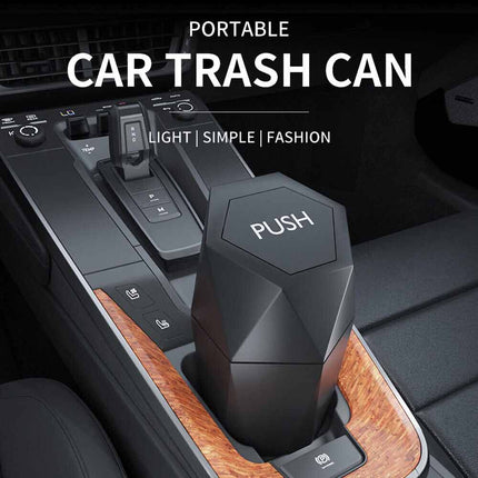 Mini Car Trash Can with Lid - Portable Auto Garbage Bin, Push-Button Lid & Leak-Proof Design
