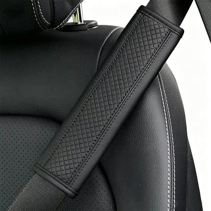 2PCS Leather-Embossed Seat Belt Shoulder Pad Covers