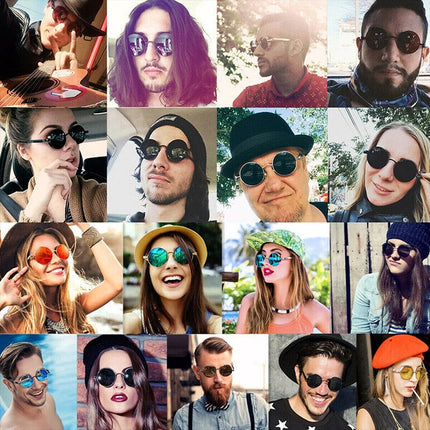 Steampunk Polarized Sunglasses UV400 Retro Round Driving Glasses for Men Women