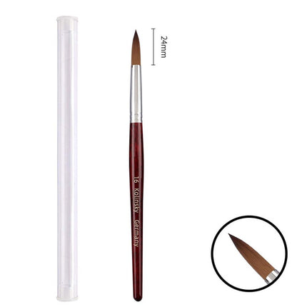 Crystal Pink Metal Handle Acrylic Nail Brush Set – 9PCS Kolinsky Sable Hair for Acrylic Liquid & Powder