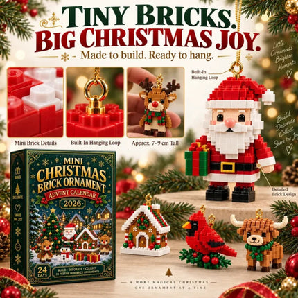 24-Day Christmas Advent Calendar Pre-Assembled Brick Ornament Blind Boxes