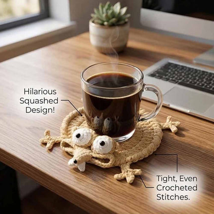 Handmade Crochet 3D Animal Coaster Cute Knitted Mug Rug Round Drink Mat