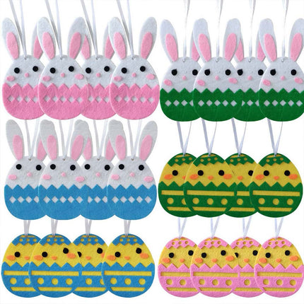 24 Pcs Hanging Felt Easter Eggs Set – Chicks & Bunny Home Decor
