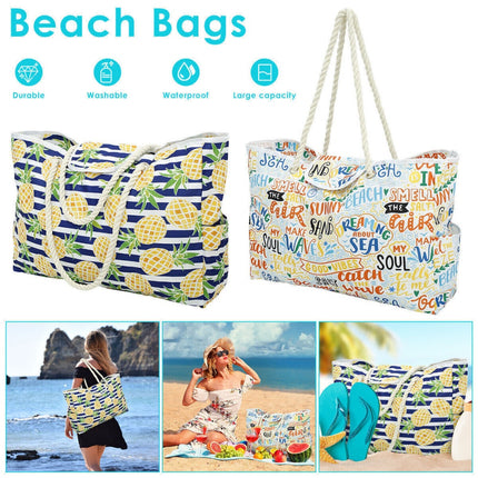 Extra Large Waterproof Beach Tote for Women with Zip for Travel Swim