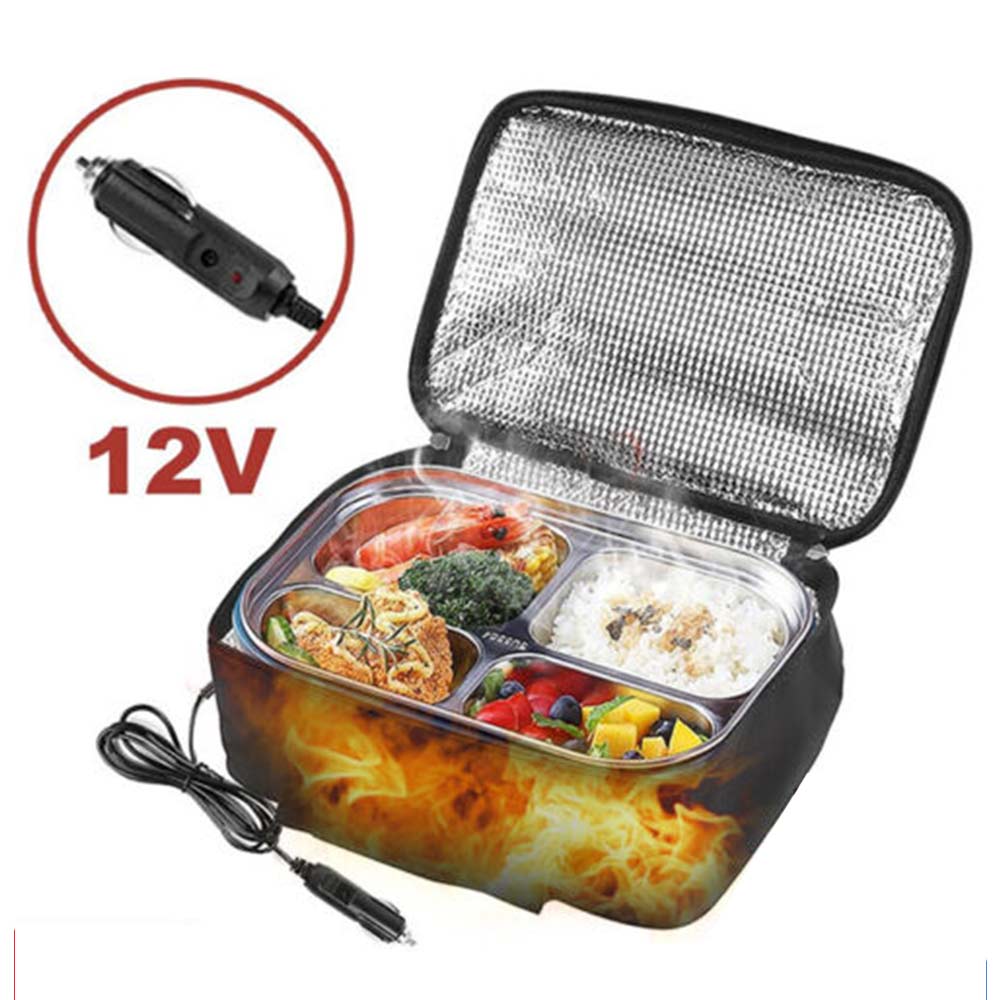 12V Portable Electric Lunch Box: 3-in-1 Car Food Warmer & Heated Meal Container for Home, Office, & Travel