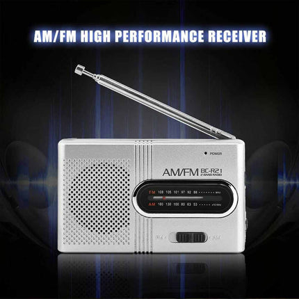 Portable Mini Pocket AM/FM Radio with Built-in Speaker Stereo Battery Powered