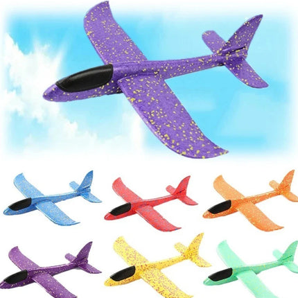48CM Foam Glider Stunt Plane w/ Head Light, Hand Throw Outdoor Toy for Kids