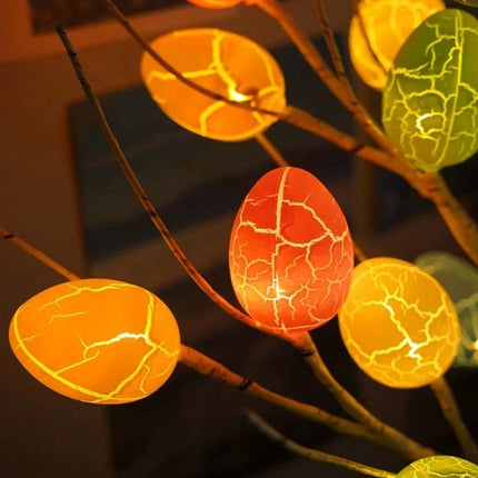 Pre-Lit Birch Twig Tree with 24 LED Eggs, Easter Party Decoration