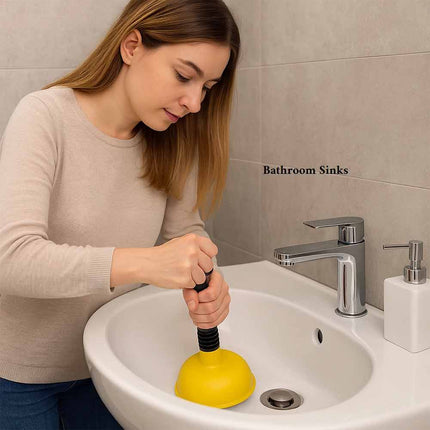 Compact Mini Sink & Drain Plunger Unclogger for Bathroom Kitchen Shower