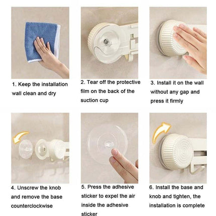 9 Hooks Wall Mounted Suction Hook for Bathroom, Coat, Kitchen Utensil Rack