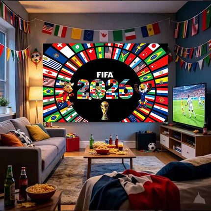 2026 World Cup Flag Wall Tapestry 180x110cm Football Fan Party Decor