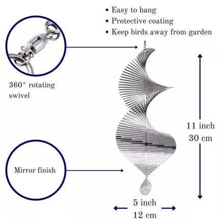 Helix 3D Metal Wind Spinner Hanging Ornament for Outdoor Yard & Garden
