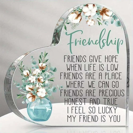 Friendship Gift Acrylic Plaque – Best Friend Birthday Thank You Present for Her